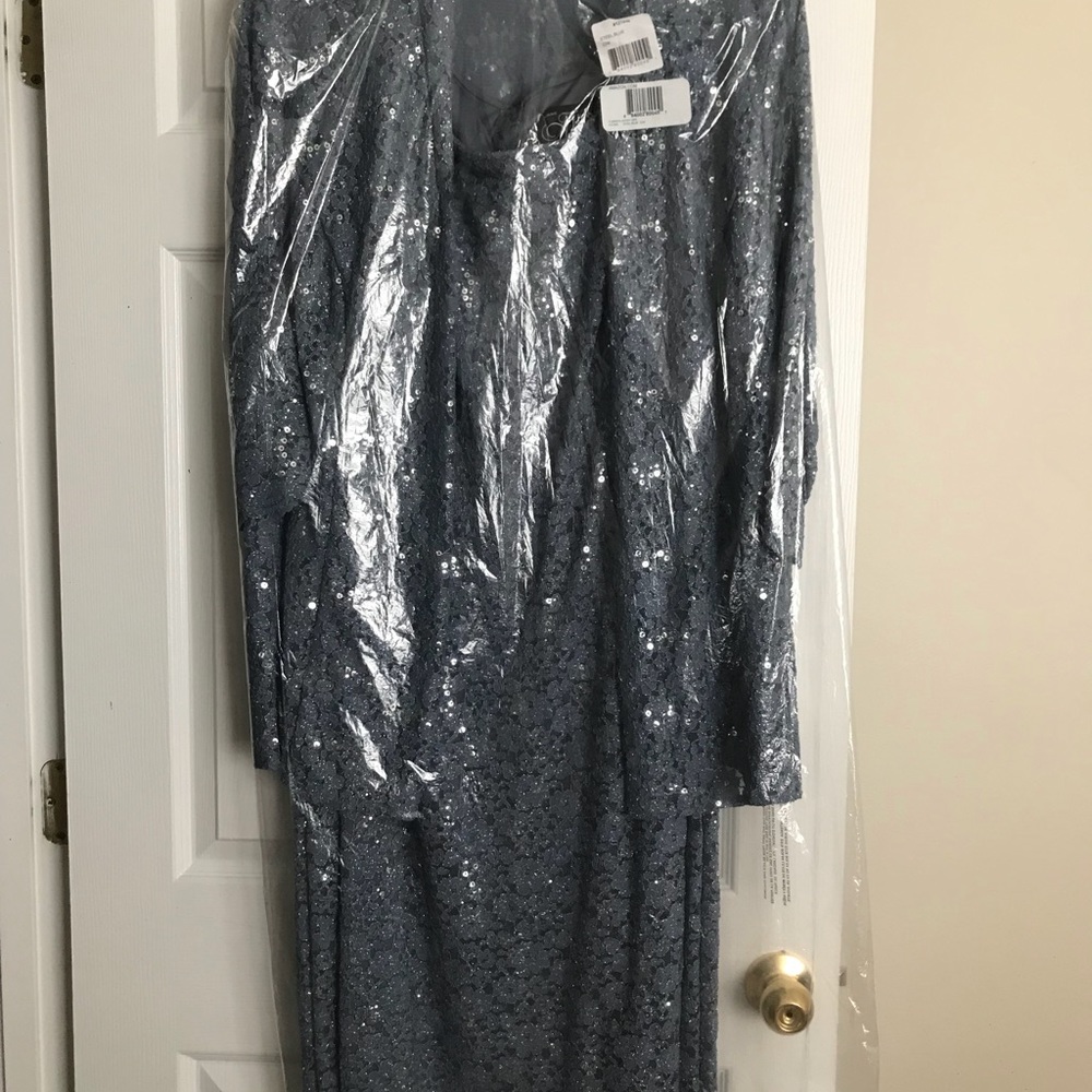 WOMEN’S TEA LENGTH DRESS & JACKET STEEL BLUE SIZE